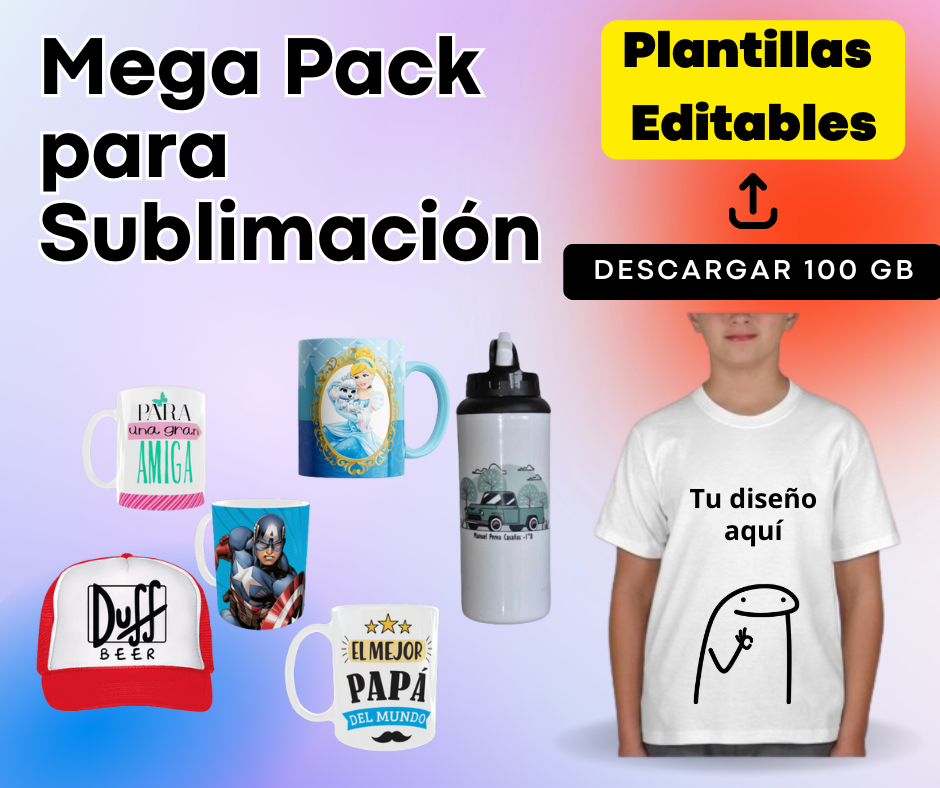 Mega Pack Sublimación 100 GB post facebook curso intensivo de ingles rojo azul